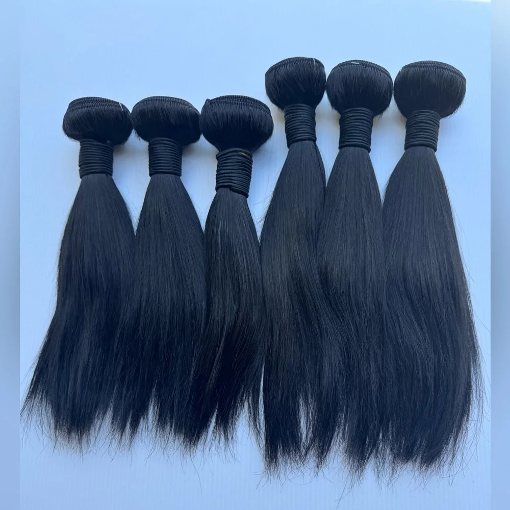 Human hair Blend 10 In & 12 In Bundle Lot Black Straight Hair | 6 pieces lot!